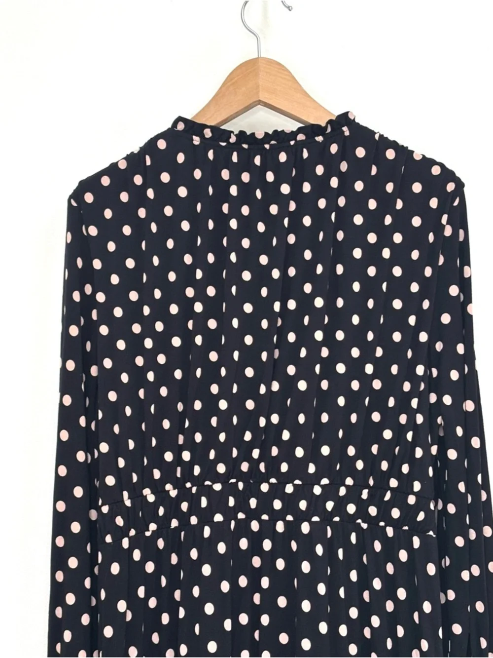 Boden Black Midi Dress with Pink Polka Dots - Picture 9 of 13